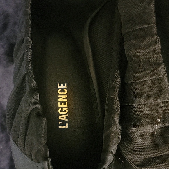 L’AGENCE MARIE POINTED TOE PUMPS SHEER RUCHED TULLE BLACK  NWOT - Picture 4 of 8